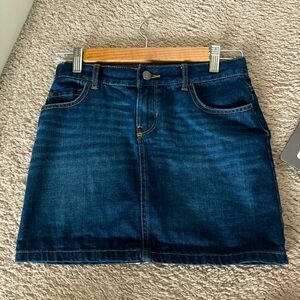 Navy denim mini skirt